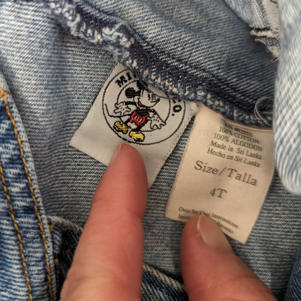 VINTAGE Disney Mickey mouse blue denim pinafore dress skirtall - Picture 2 of 5